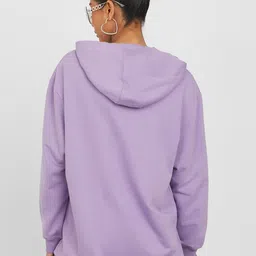 Styli Women Purple Printed Hooded Cotton Sweatshirt image 3