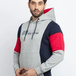 Status Quo Men Grey & Coral Colourblocked Cotton Sweatshirt image 3