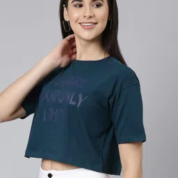 Kryptic Printed Cotton Drop-Shoulder Sleeves Oversized Crop T-shirt image 2