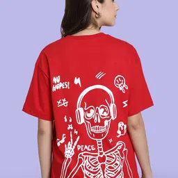 Fabflee Pack Of 2 Typography Printed Cotton Drop Shoulder Sleeves Oversized T-Shirt image 3