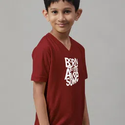 Friskers Boys Typography Printed V-Neck Pure Cotton Bio-Wash T-shirt image 2