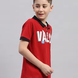 Monte Carlo Boys Polo Collar Short Sleeves Typography Printed Regular Fit Cotton T-shirt image 5