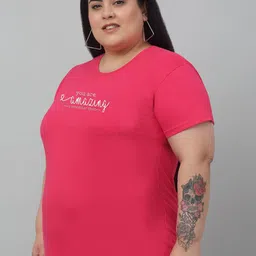 Trend Level Plus Size Typography Printed Cotton T-shirt image 2