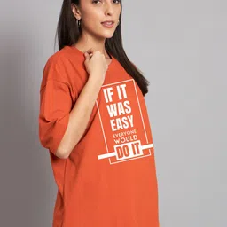 Imsa Moda Typography Printed Drop Shoulder Sleeves Oversized Cotton T-shirt image 4