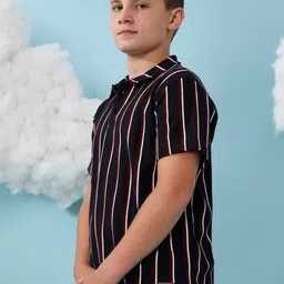 Instafab Boys Striped Polo Collar Cotton Regular T-shirt image 2