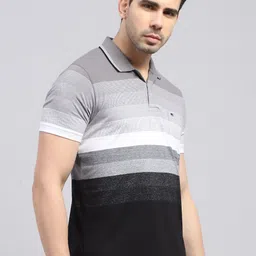 Monte Carlo Striped Polo Collar Cotton T-shirt image 3
