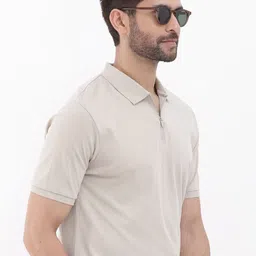 RARE RABBIT Men Solid Polo Collar Cotton T-shirt image 5