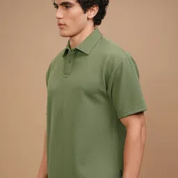 HIGHLANDER Men Self Design Polo CollarT-shirt image 5
