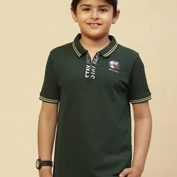 Monte Carlo Boys Typography Printed Polo Collar Pure Cotton T-shirt image 3