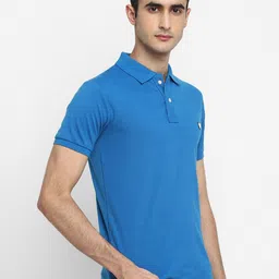 Alan Jones Men Blue Polo Collar Slim Fit T-shirt image 2