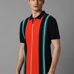 Louis Philippe Sport Men Striped Polo Collar Applique Slim Fit T-shirt image 3