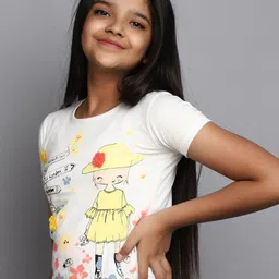 V-Mart Girls Graphic Printed Cotton T-shirt image 3