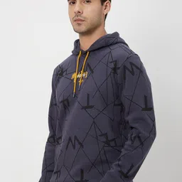 Mufti Typography Printed Hooded Cotton Pullover Sweatshirt image 3