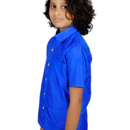 Sethukrishna Boys Blue Solid Standard Casual Shirt image 3