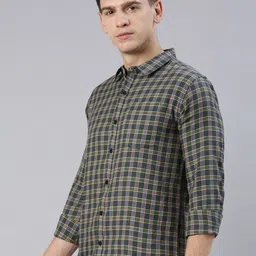 Metronaut Slim Fit Checked Spread Collar Casual Shirt image 4