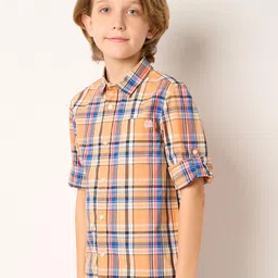 Jack & Jones Junior Boys Tartan Checked Spread Collar Cotton Regular Fit Casual Shirt image 2