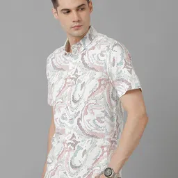 Voi Jeans Classic Abstract Printed Button Down Collar Pure Cotton Slim Fit Casual Shirt image 5