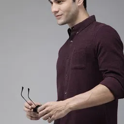 THE BEAR HOUSE Men Purple Slim Fit Casual Shirt-image-14