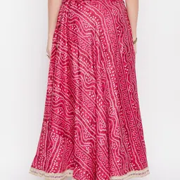 Clora Creation Bandhani Print Flared Maxi Skirt With Gotta Patti Detail image 4