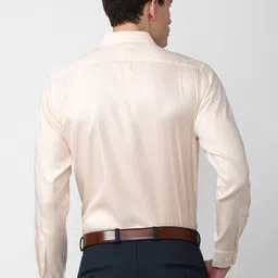 Van Heusen Men Beige Solid Cotton Formal Shirt image 4