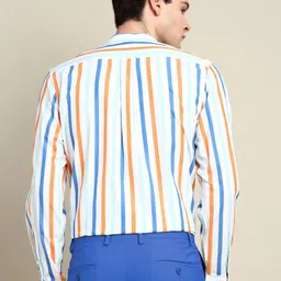 INVICTUS Standard Slim Fit Vertical Striped Band Collar Cotton Formal Shirt image 5