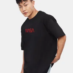 Crazymonk NASA Printed Drop Shoulder Pure Cotton Oversized T-Shirt image 3