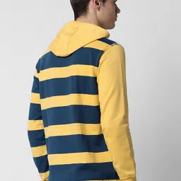 Peter England Casuals Striped Hooded Cotton Sweatshirt image 4