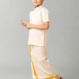 Ramraj Boys Spread Collar Shirt With Veshti image 3