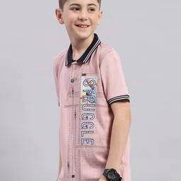 Monte Carlo Boys Polo Collar Short Sleeves Typography Printed Regular Fit Cotton T-shirt image 3