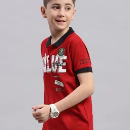 Monte Carlo Boys Typography Printed Polo Collar Cotton Casual T-shirt image 4