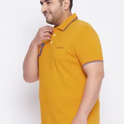 bigbanana Plus Size Men Yellow Polo Collar T-shirt image 4