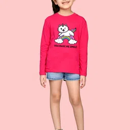 NUSYL Girls Black & Pink Pack of 2 Graphic Printed T-shirts image 2