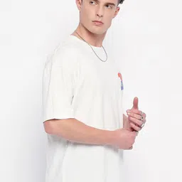 Wear Your Mind Typography Printed Drop-Shoulder Sleeves Cotton Oversized T-shirt image 4