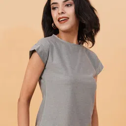 kotty basics Kotty Women Solid Round Neck T-shirt image 3