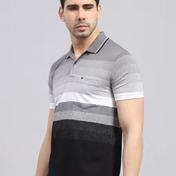 Monte Carlo Striped Polo Collar Cotton T-shirt image 4