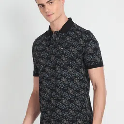 Arrow Sport Floral Printed Polo Collar Pure Cotton T-shirt image 5