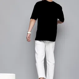 Huetrap Typography Printed Oversized Cotton T-shirt image 3