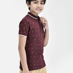 Crimsoune Club Boys Self Design Printed Cotton Slim Fit T-shirt image 4