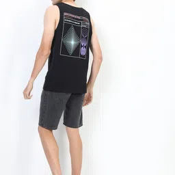HIGHLANDER Men Black Printed Round Neck Slim Fit T-shirt-picture-27