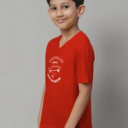 Friskers Boys Typography Printed V-Neck Pure Cotton T-Shirt image 4
