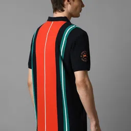 Louis Philippe Sport Men Striped Polo Collar Applique Slim Fit T-shirt image 4