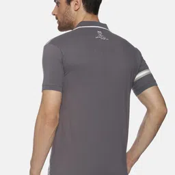 YAK YAK Men Grey Colourblocked Polo Collar Slim Fit T-shirt image 5