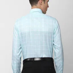 Van Heusen Men Blue Checked Cotton Formal Shirt image 4