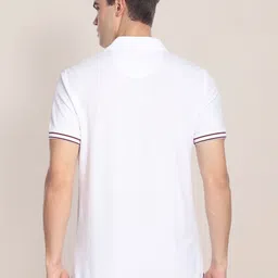 U.S. Polo Assn. Men White Polo Collar Pure Cotton Slim Fit T-shirt image 4