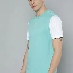 Reebok Men Green & White Brand Logo Speedwick T-shirt image 4