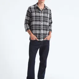 Flying Machine Relaxed Tartan Checked Twill Spread Collar Casual Shirt image 5