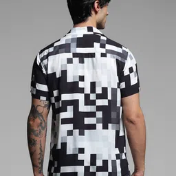 Jack & Jones Men Cuban Collar Abstract Printed Monochrome Casual Shirt image 5