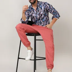 Campus Sutra Blue Classic Ethnic Motifs Printed Spread Collar Casual Shirt image 5