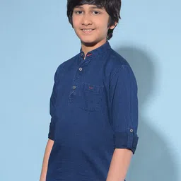 Crimsoune Club Boys Classic Slim Fit Roll Up Sleeves Pure Cotton Casual Shirt image 4