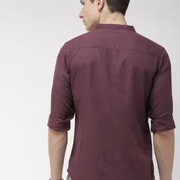 HIGHLANDER Men Maroon Slim Fit Casual Shirt image 5